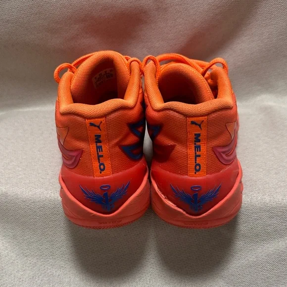 Puma MELO Red and Orange Basketball Sneakers - Picture 4 of 9